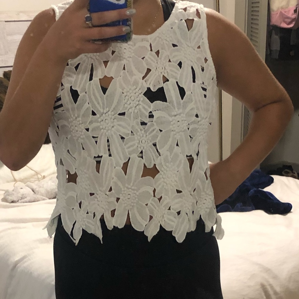 White cutout top